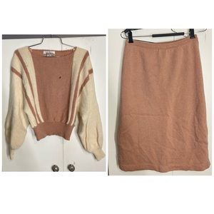 Sarah Williams Pink vintage rabbit hair blend two piece sweater Size Medium